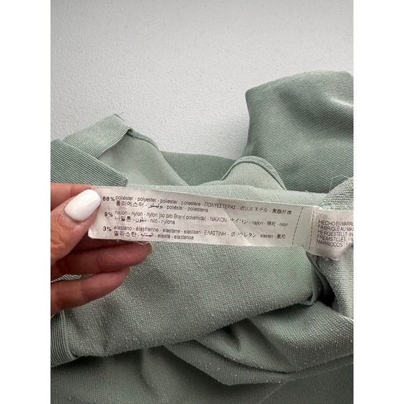 Zara Oversized Corduroy Shirt Top Button Down Pocket Green Size Large - Picture 4 of 4